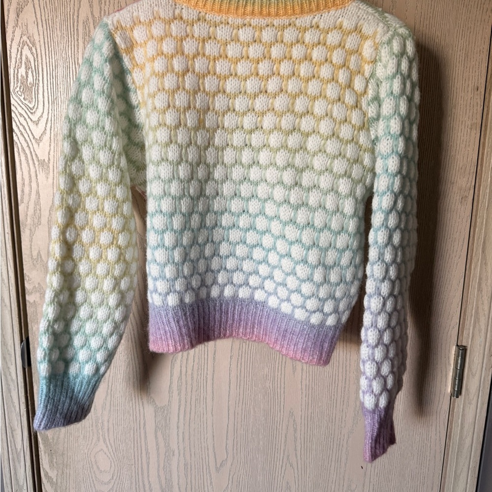 Pastel Ombre Bubble Knit Cardigan Sweater - Picture 2 of 2